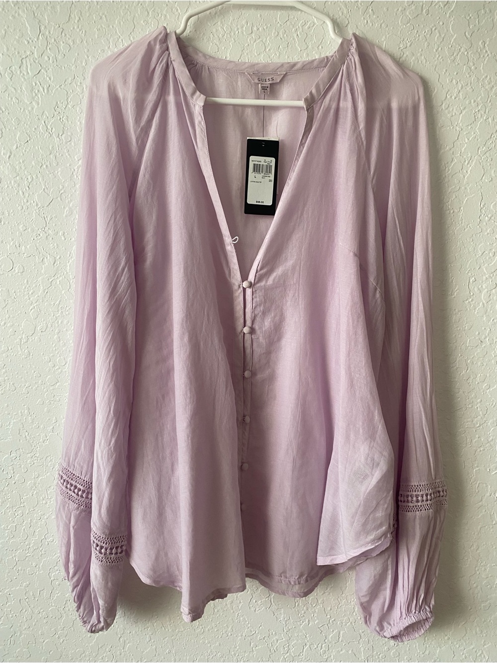 GUESS Pale Lavender Button-Front Blouse